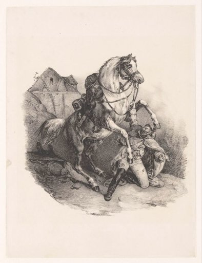 Kneeling dragoon with horse