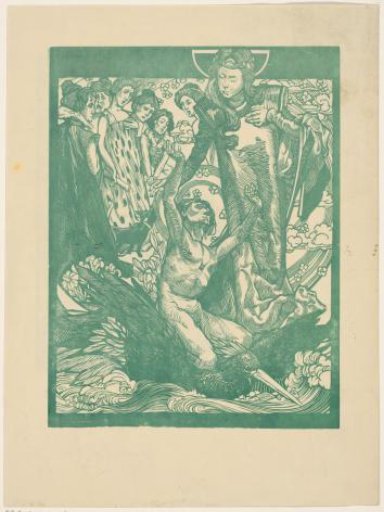 Female Figures with a Man on the Back of a Bird