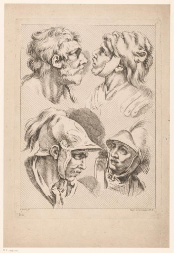 Composition with Four Male Heads, Including Hercules