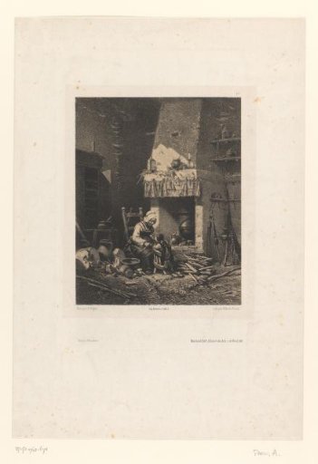 Peasant interior with woman and child