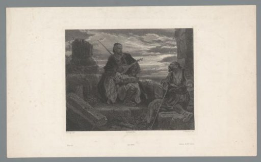 Two Seated Albanian Men, the Left One Making Music