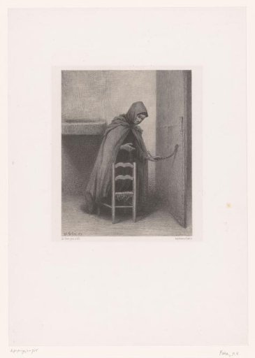 Praying Monk with Rosary in a Cell