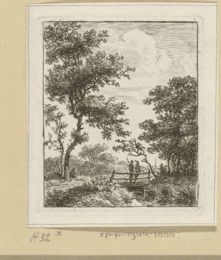 Landscape with two men on a bridge