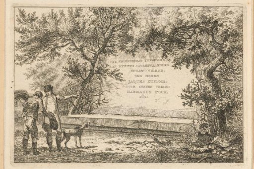Two Men at a Stone Cartouche