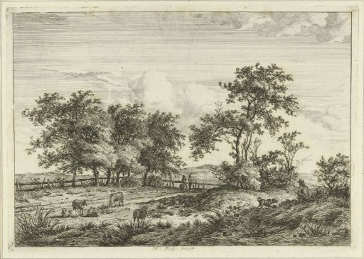 Landscape with a draftsman and a dog