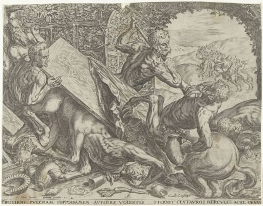 Hercules prevents the centaurs from abducting Hippodamia
