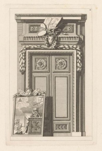 Door with a goat's head and a book of drawings