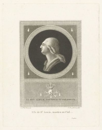 Commemorative print with portrait of Louis XVI