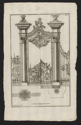 Garden portal with low ironwork