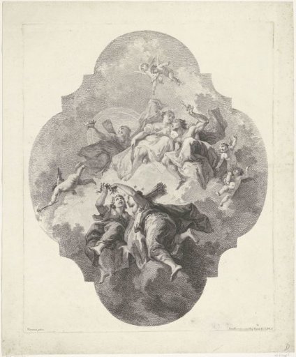 Diana and her nymphs on clouds