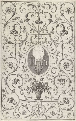 Flat decoration, with a woven basket of flowers in the center