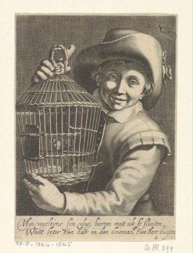 Boy with a birdcage