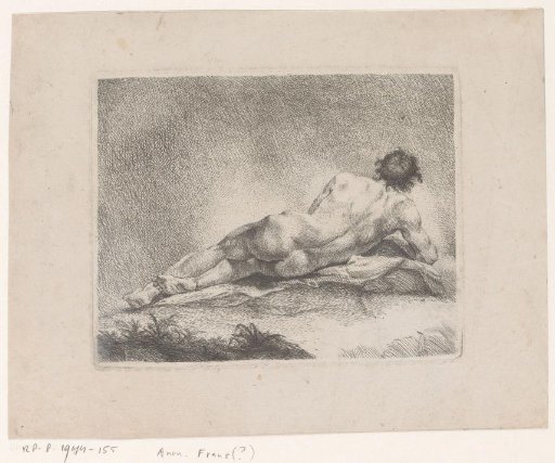 Nude reclining man, seen from the back