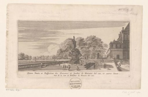 Title print with a view of the Court of the Fountain