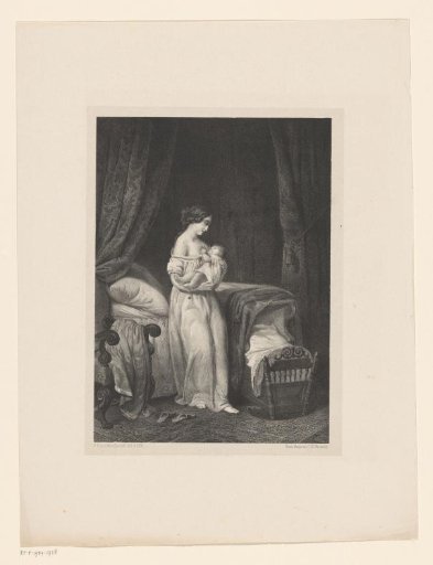 Mother with child by a cradle