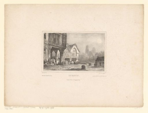 Square of a village in the morning