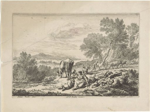 Hill Landscape with Shepherds and Peasants