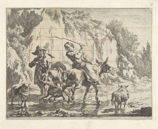 Shepherdess Whips Her Donkey
