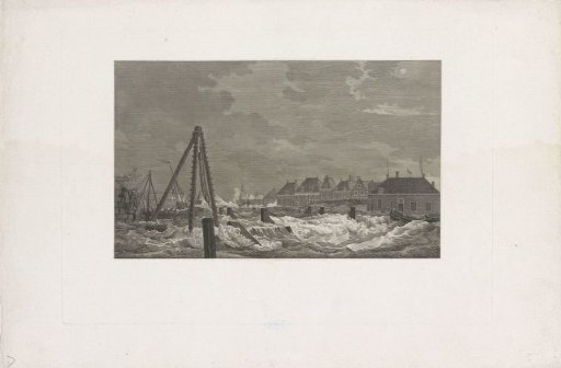 Flooding at the Nieuwe Haven, Wijnbergse Kaai, and Shipyard in Vlissingen, 1808