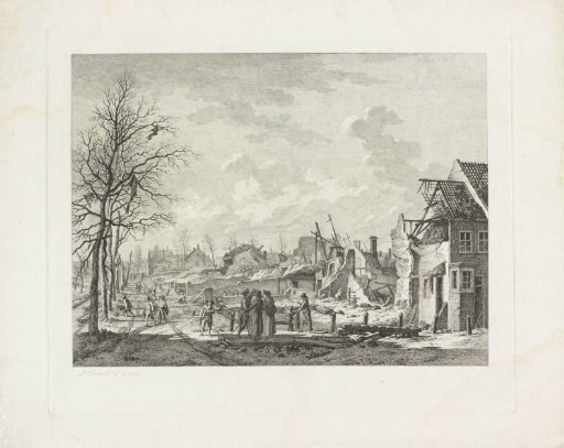 Ruins on the Steenschuur (south side) after the Leiden gunpowder explosion, 1807