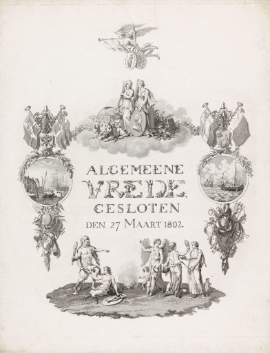Allegory and calligraphy on the Peace of Amiens, 1802