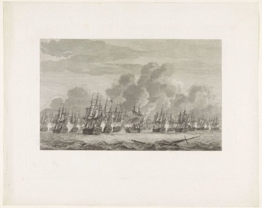 Naval battle at Kamperduin (center), 1797