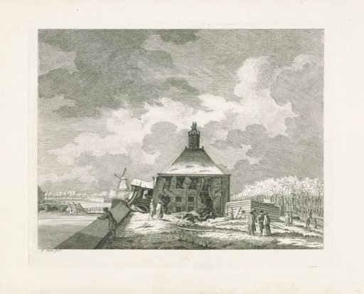 View of the sunken First Muiderpoort in Amsterdam from the rampart