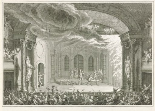 View of the theatre on the Keizersgracht in Amsterdam at the outbreak of the fire, 1772