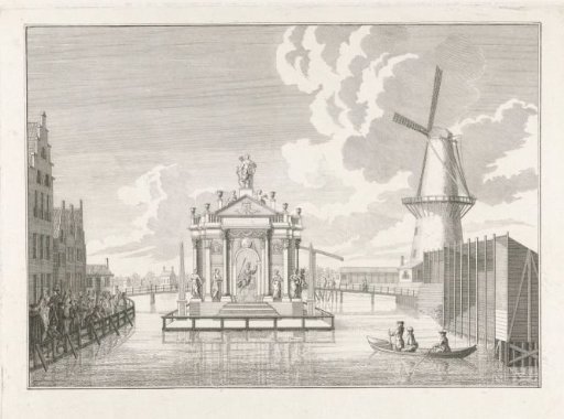 Platform for fireworks during the celebration of the Second Centenary of the University of Leiden, 1775