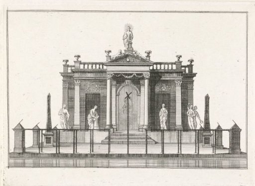 Platform for fireworks during the celebration of the Second Centenary of the University of Leiden, 1775
