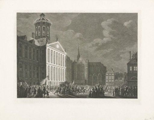 Illumination of the town hall for Willem V and Wilhelmina of Prussia, 1768