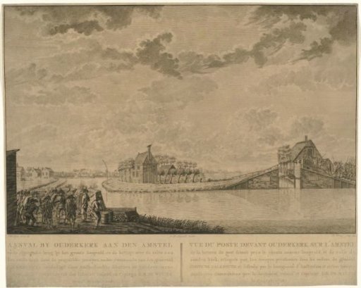 Attack at Ouderkerk aan de Amstel on the demolished bridge, 1787