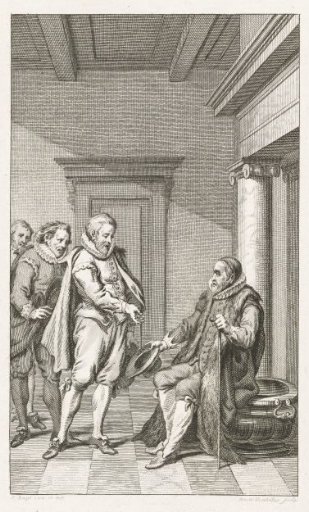 Councillor Teding van Berkhout warns Johan van Oldenbarnevelt that he will be arrested, 1618