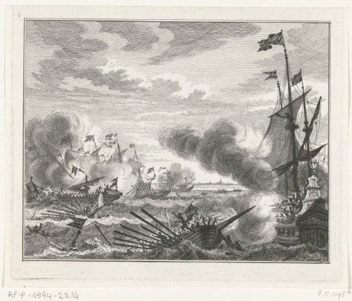 The destruction of the Spanish galleys off the Flemish coast, 1602