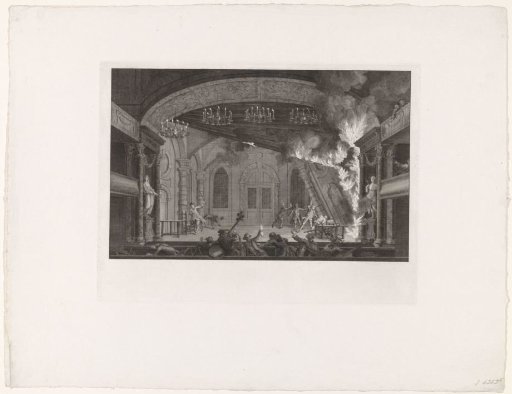 Stage of the Theatre on the Keizersgracht in Amsterdam at the Outbreak of the Fire, 1772