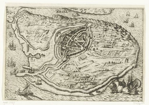 Map of the Island of Voorne and Plan of Brielle, 1572