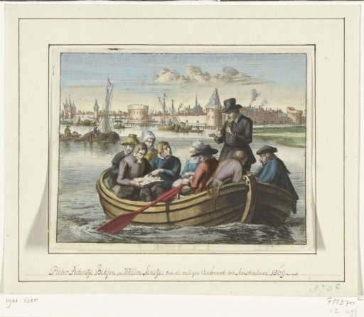 Pieter Pietersz. Bekjen Preaches to Eight Persons in a Rowing Boat on the Amstel, 1568