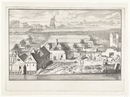 Ruins of the Three Burnt Linen Drying Yards on the Rampart at the Smallepadsgracht, 1680