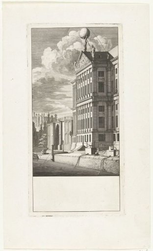 Demonstration of the hose fire engines at the water of the Nieuwezijds Voorburgwal behind the Town Hall, 1672-1673