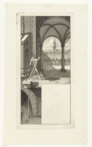 Demonstration of the hose fire engines on the inner courtyard of the Exchange in Amsterdam, ca. 1670-1680