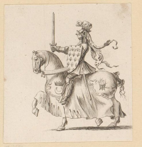 Knight on horseback in armor