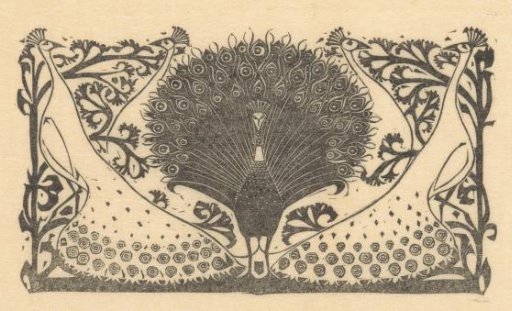 Title page headpiece with peacocks