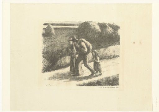 Man and Woman with Girl Walking on a Sandy Path