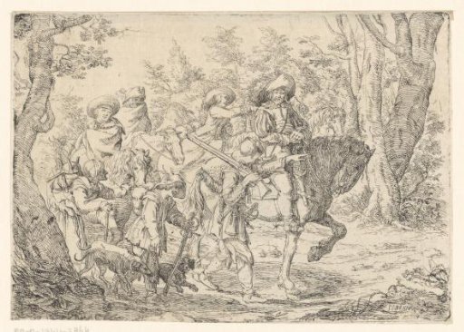 Soldiers and Roma on a forest path