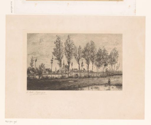 View of Meerle with Tree Row and Water in the Foreground