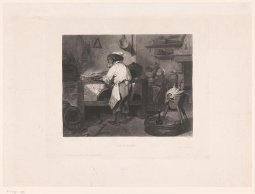 Kitchen interior with dressed monkeys