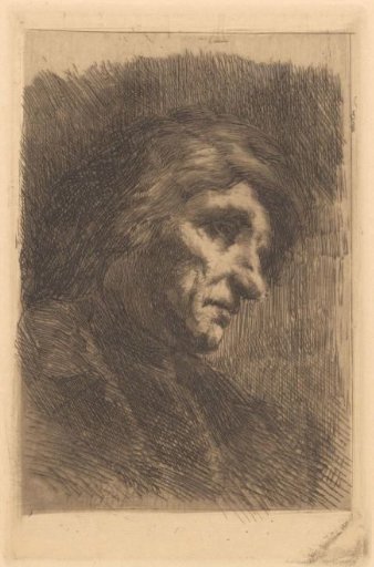 Portrait of an unknown man with shoulder-length hair