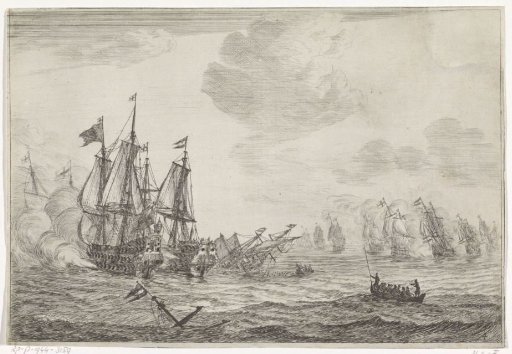 Naval Battle with Two Sinking Ships
