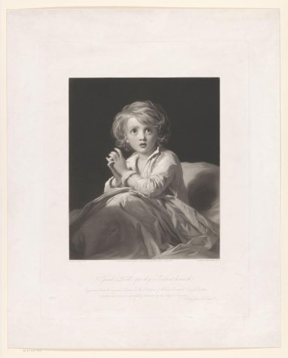 Child sitting upright in bed looking up