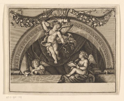 Three Angels or Putti by an Arch